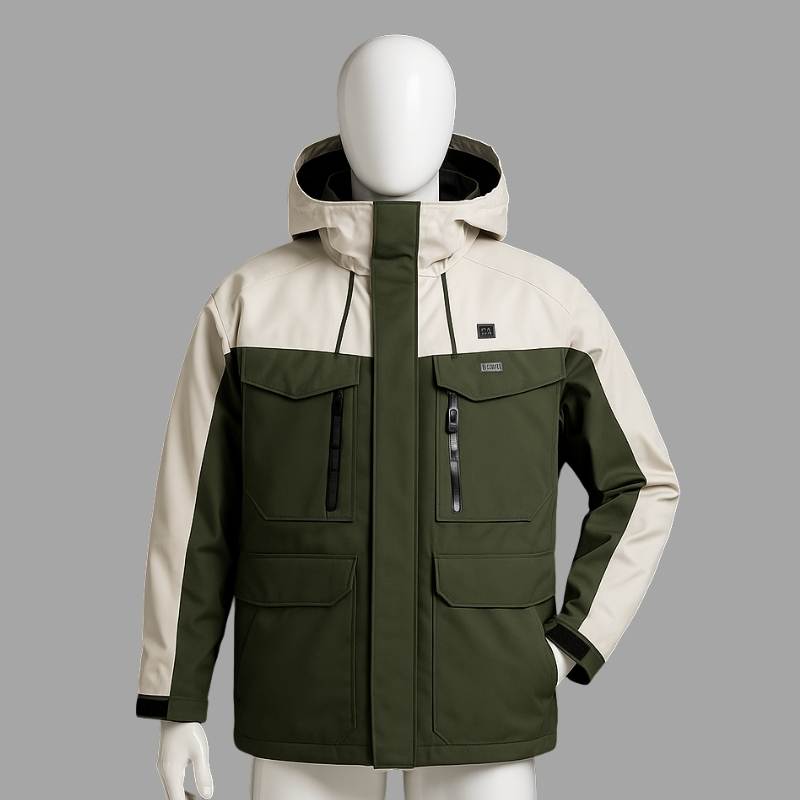Two-tone Heated Color-Block Utility Jacket Model