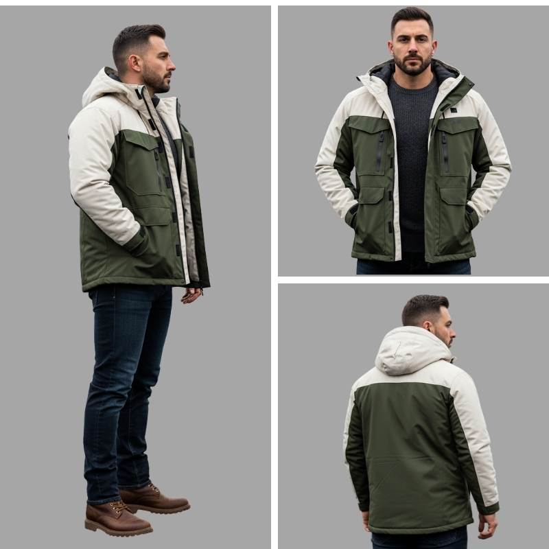 Heated Color-Block Utility Jacket