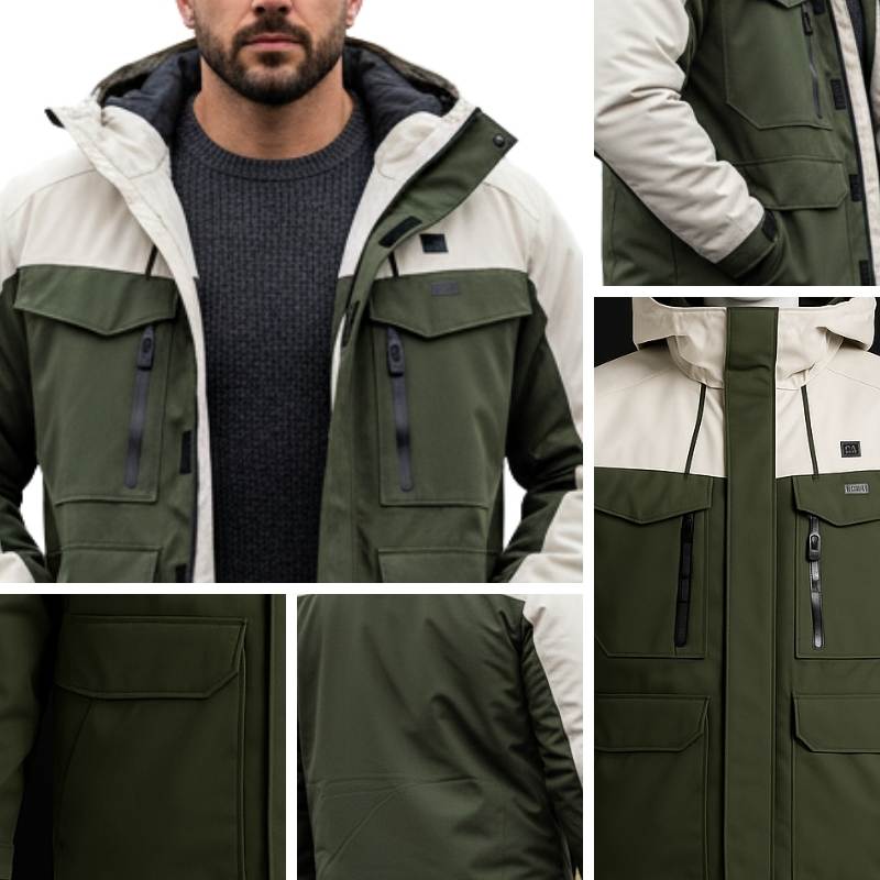 Water-repellent Heated Color-Block Utility Jacket